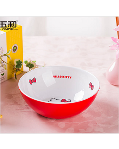 五和純密胺餐具 Hello Kitty 凱蒂貓雙色碗、圓飯碗